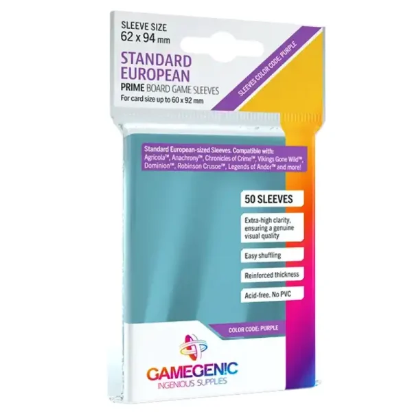 PRIME Standard European-Sized Sleeves 62 x 94 mm